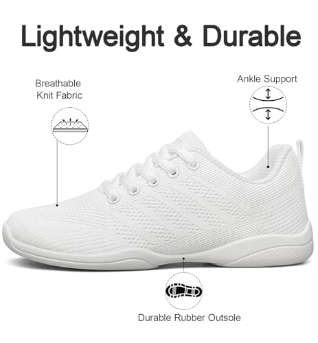 Girls Wide Cheer Shoes Tennis Sneakers - 3 Big Kid White 220