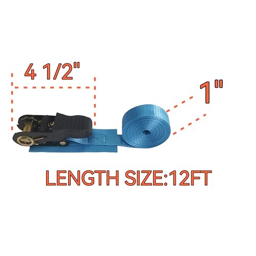 Kayak Ratchet Tie Down Straps 4 Pack - 12 Ft, 1000 LB Break Strength for Watercraft & Cargo