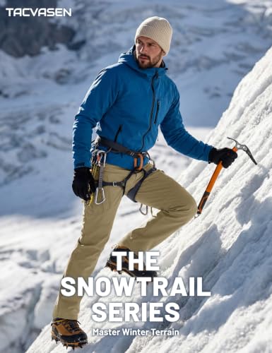 Men's Winter Snow Ski Pants Waterproof Fleece Lined Work Tactical Khaki 34