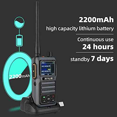 Retevis RB17P GMRS Handheld Radio, Rechargeable Long Range Walkie Talkies for Adults with SOS Siren, NOAA Weather Alert, 2200mAh Battery, GMRS Two Way Radio for Off-Roading, Camping (2 Pack)