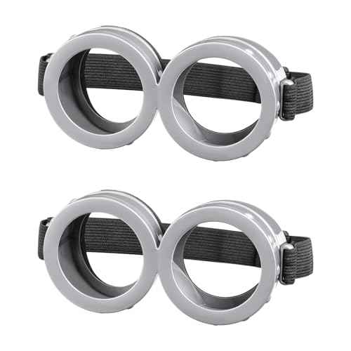 2 Pack Halloween Goggles for Adult Kids, Round Goggles Glasses Costume Accessories for Children Men Women Cosplay Party Set Silver