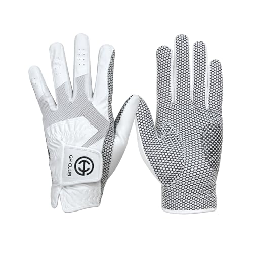 Men's Golf Gloves Left Hand White Medium 2 Pack Non-Slip Silicone Grip