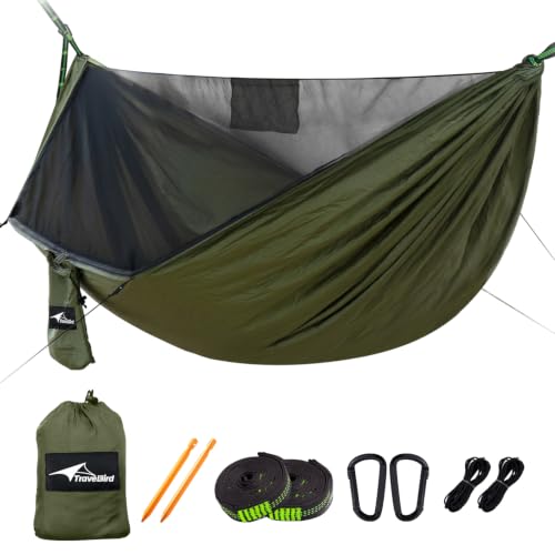 Army Camping Hammock with Mosquito Net & Ridge Rope, 2 Person Large