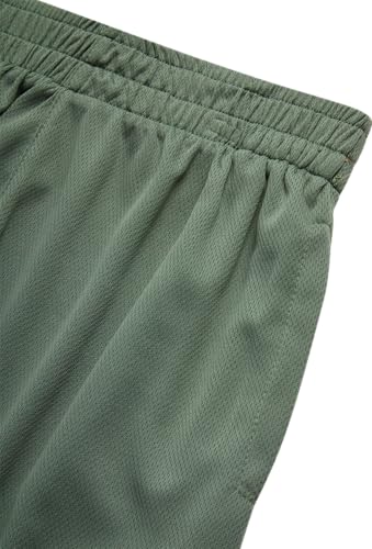 Boys Mesh Basketball Shorts with Pockets - Black Green, 14-16, Athletic Workout