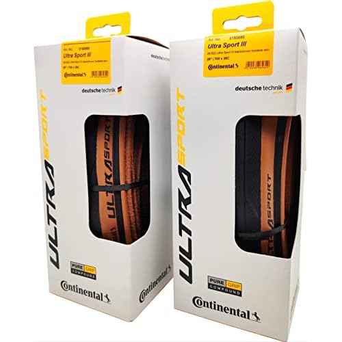 Continental Ultra Sport III 700x28 Black/Brown Folding PureGrip - Pair (2 Tires)