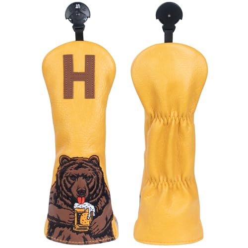 Golf Club Head Cover for Hybrid Clubs - Beer Bear Embroidery, Durable Fit