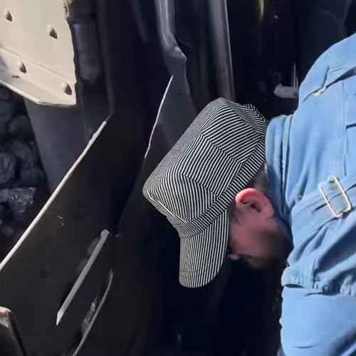 Blue and White Railroad Engineer Hat Train Conductor Adult Hat