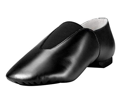 Toddler Leather Jazz Shoe Slip On with Elastic Top - 10.5 Little Kid Black