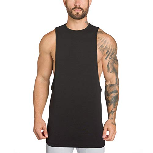 Muscle Killer Men's Muscle Cut Off Gym Workout Stringer Tank Top Large Black Pack of 2