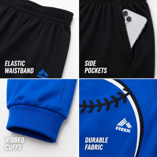 RBX Boys Waffle Thermal Hoodie & Jogger Sweatpants 10 Blue Baseball/Red Basketball