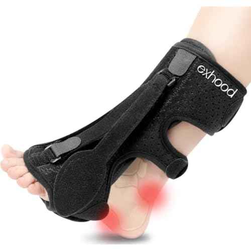 Upgraded Plantar Fasciitis Night Splint, 3 Adjustable Straps Plantar Fasciitis Relief Braces for Achilles Tendonitis, Foot Drop & Heel Spur Pain Relief Day & Night (Black)