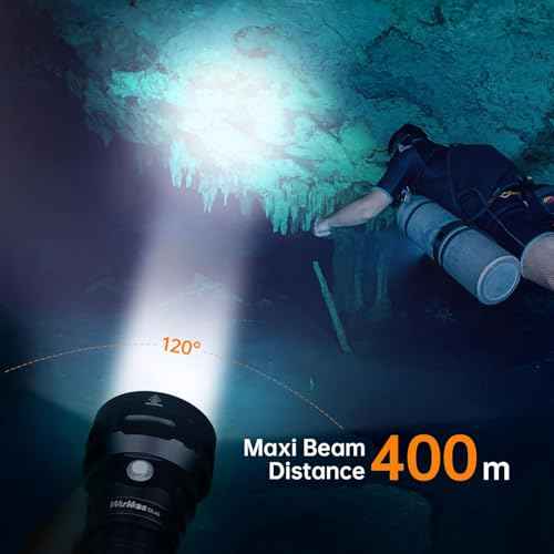 Wurkkos DL40 Diving Flashlight, Bright Max 5000 Lumen Scuba Dive Light with 4 LH351D LED, IPX8 Waterproof Submarine Flashlight Underwater 492ft, High 90CRI Rechargeable Diving Torch for Depth Cave