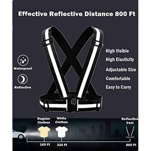 Reflective Strap Safety Vest Gear - 2-10 Pack Adjustable High Visible Reflective Running Gear for Women Men Night