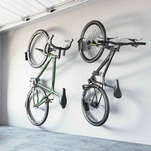 monTEK Swivel Bike Wall Mount, Bike Hangers for Garage, Space-Saving Vertical Bike Rack, Sturdy Bike Storage Rack Holds Up to 66lbs, Easy to Install, 2 Pack