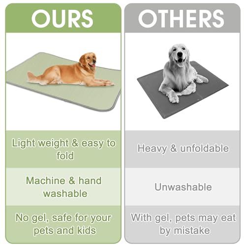 Dog Cooling Mat Self Cool Ice Silk Pad for Small Medium Large Dogs Cats Green 40x28in