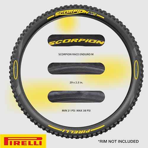 Pirelli Scorpion Race Enduro M Mountain Bicycle Tire (29" x 2.5) for Off-Road Adventures, Tubeless Ready, SmartEVO DH, DualWall, Black, 60 TPI