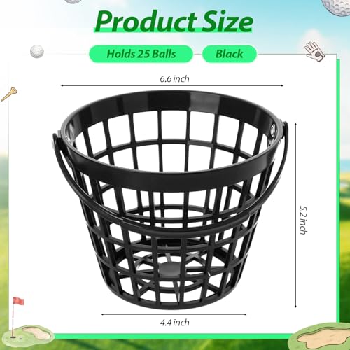 Teyva Daily Black 4-Pack Golf Ball Baskets - Holds 25 Balls, Unbreakable Plastic, Portable Range Practice Storage