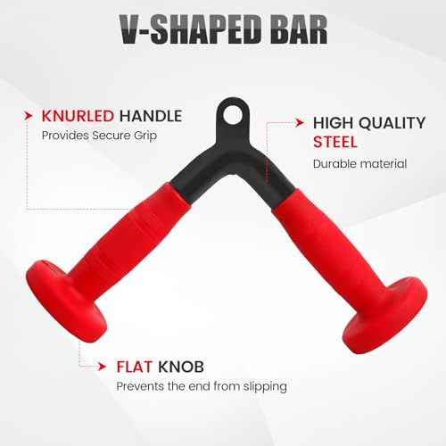 Cable Machine Attachments with PU Grips GMA001 - V-Shaped Triceps & Biceps Bar