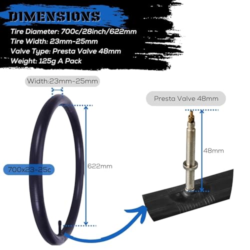 700x23-25c Bike Inner Tube Set - Presta Valve 48mm for Road Bikes