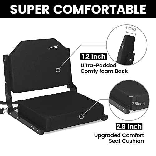 Stadium Seats for Bleachers, Bleacher Seats with Ultra Padded Comfy Foam Backs and Cushion, Wide Portable Stadium Chairs with Back Support and Shoulder Strap
