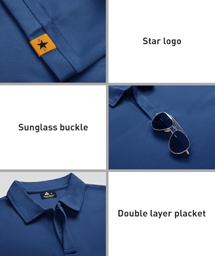 Men's Golf Polo Shirts 3 Pack Short Sleeve Business Casual - Large Black Blue Grey