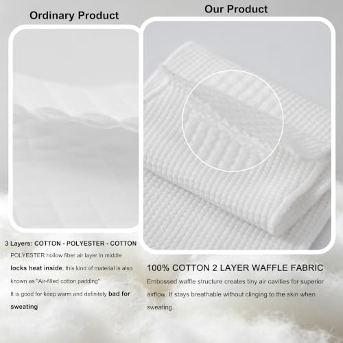 KimYoung Large Cotton Waffle Bra Liners Reusable Sweat Pads for Sensitive Skin