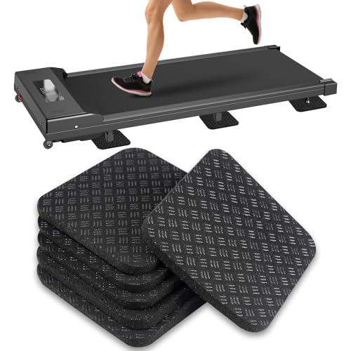 6 Pack 4x4x0.2 Inch Non-Slip Treadmill Mat Pads for Floor Protection