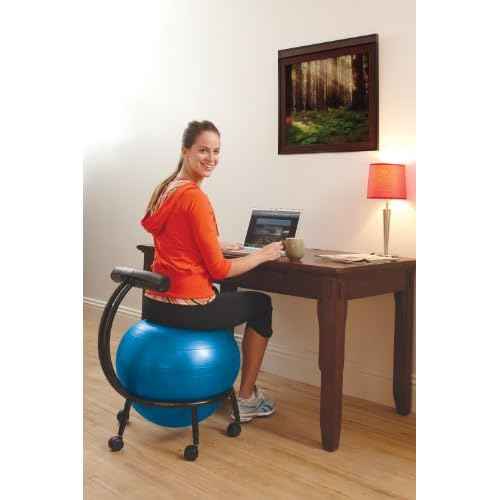 Gaiam Custom-Fit Balance Ball Chair - Exercise Stability Ball Adjustable Desk Chair for Home or Office with 55cm Yoga Ball, Air Pump, Exercise Guide and Satisfaction Guarantee