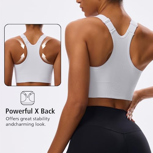 Sports Bras for Women High Impact Workout Running Yoga Gym Bra Large Petite White - Sewvmrgayo