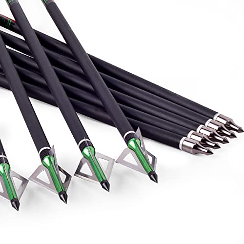 LWANO Crossbow Bolts 20 22 Inch Carbon Archery Arrows 12 Pack and 6 Pack Hunting Broadheads kit
