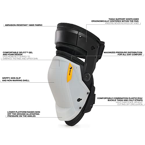 ToughBuilt - Heavy Duty Non-Marring Gelfit ¢â Thigh Support Stabilization Knee Pads - Comfortable, Adjustable, Ultimate Stability with Ergonomic Fit - TB-KP-G3R