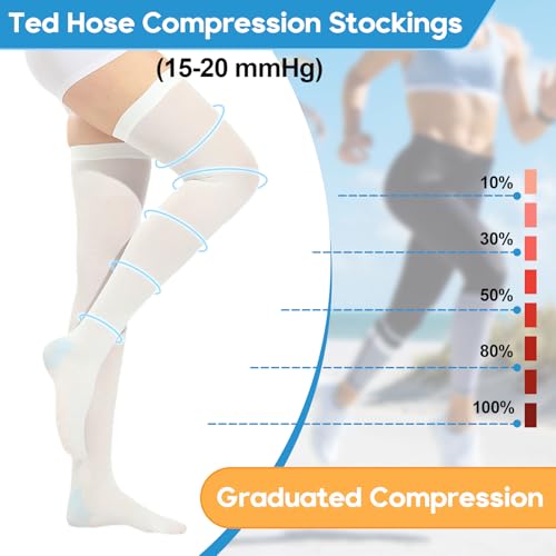 XL Thigh High Compression Stockings for Men and Women 15-20 mmHg Anti-Embolism