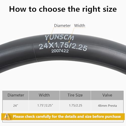 Heavy Duty Bike Inner Tubes 24x1.75-2.25 - Compatible with Road, Mountain & Hybrid Bikes