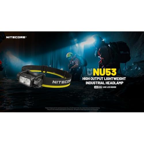 Nitecore NU53 1800 Lumen Headlamp, USB-C Rechargeable, Long Runtime, Industrial Work and Outdoor Headlamp with White & Red Auxiliary Lights