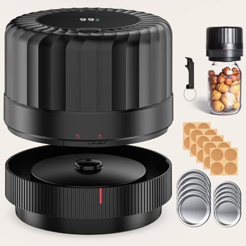 Electric Mason Jar Vacuum Sealer Kit - Automatic Food Preservation, Black