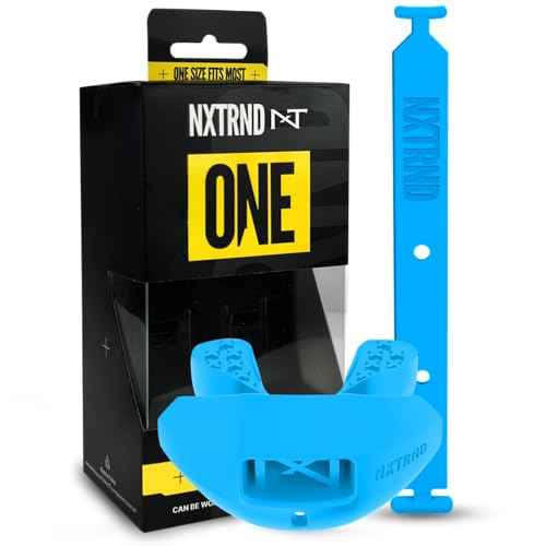 Nxtrnd One Football Mouth Guard, Strap Included, Fits Adult & Youth (Neon Blue)