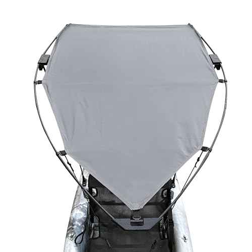 Pelican Kayak Canopy - Water Resistant - UPF 20 Sun Protection - Fits on Most Kayaks - Grey