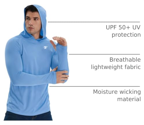 Men's UPF 50+ Sun Protection Shirts Hoodie Long Sleeve 3 Pack - Light Gray Blue Gray XXL