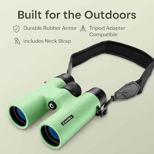 Barska Crush 10x42 Binoculars ? Lightweight, Compact & Shockproof Design in Bright Colors for Hiking, Travel, Concerts, Sports, Great Gift Idea ? Case & Strap Included