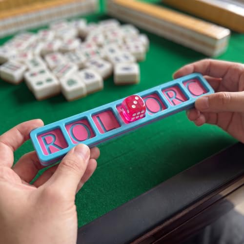 Mahjong Charleston Tracker with Die - Blue and Pink, Portable Mahjong Tool for Card Passing Sequence - Variation 1