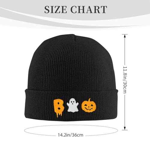 Ghost Halloween Beanie Hats for Men Women, Cute Embroidered Winter Warm Soft Skull Spooky Pumpkin Knit Caps
