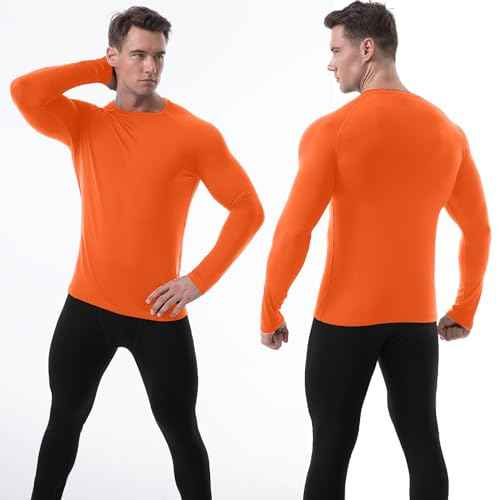Runhit Men's Thermal Compression Shirt Fleece Lined Long Sleeve Thermal Shirts Athletic Base Layer Top Cold Weather Gear