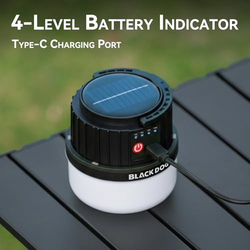 Collapsible Camping Lantern with Solar & USB Charging, Hanging Outdoor Light