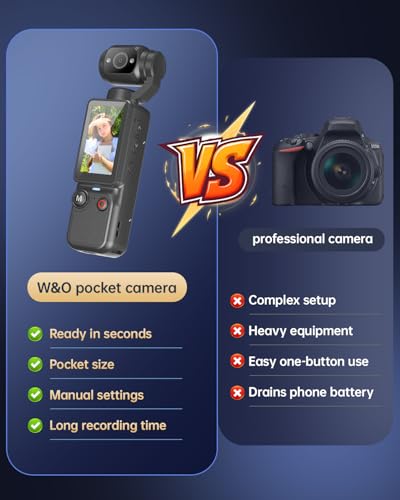 Black Vlogging Camera, Mini Handheld Camcorder for Travel & Selfies