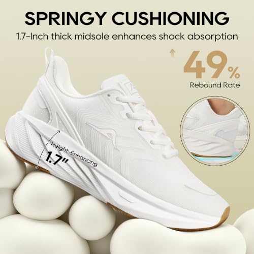 Ablanczoom Women's White Sneakers - Lightweight Breathable Casual Athletic Shoes with Cushioned Non-Slip Sole - Size 8