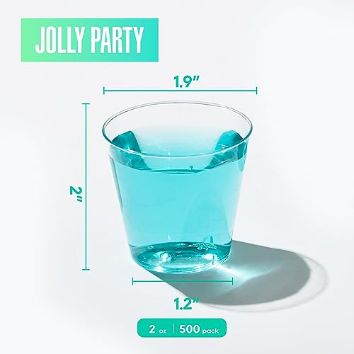 JOLLY PARTY 2oz Disposable Plastic Shot Glasses - Pack of 500, Clear