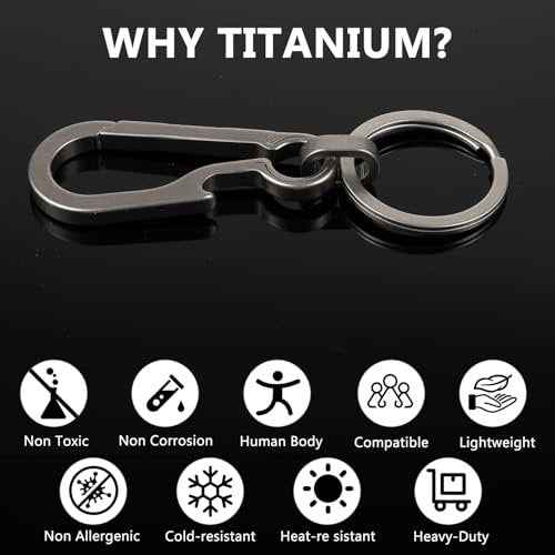 3 Pcs Titanium Carabiner Keychain Clip Hook Small Backpack Clip Heavy Duty Keychain Grips Backpack Clasps Carabin Anti Lost Quick Release Key Chain Organizer with Key Ring