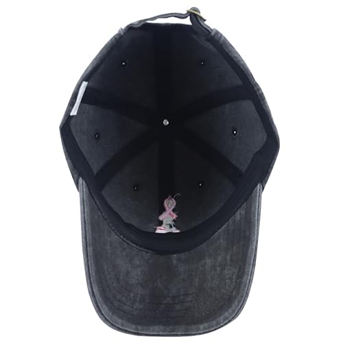 Breast Cancer Awareness Hat for Women Girls, Adjustable Cotton Pink Ribbon Boxing Embroidered Baseball Cap