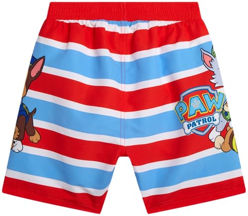 Nickelodeon Boys Swim Trunks - Paw Patrol Red White Blue Stripes, UPF 50+ Quick-Dry Swim Shorts for Kids 5-6