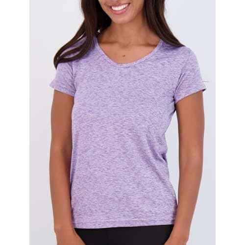 Real Essentials 5 Pack: Women's Dry Fit Short Sleeve V Neck Workout Top - Fitness Gym Athletic Yoga T-Shirt (Plus Available)